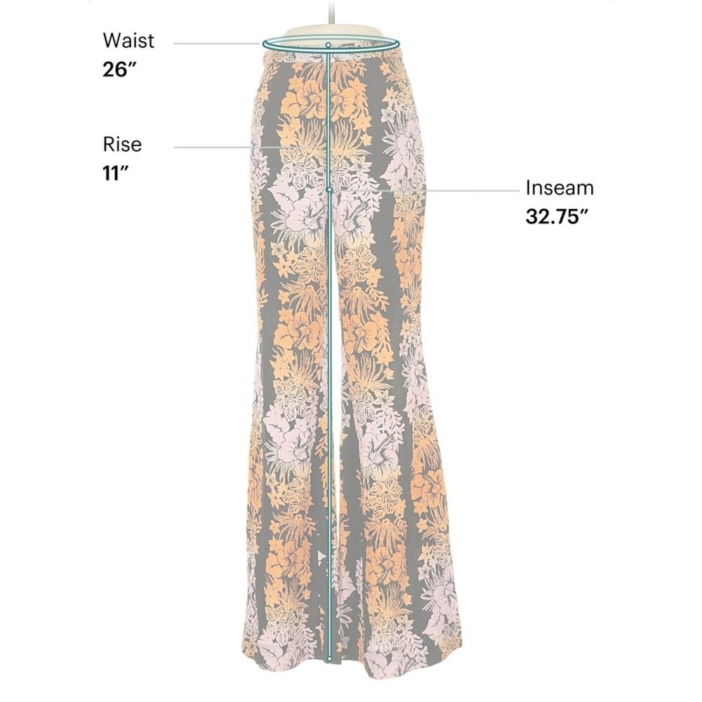 Sandro Paris Floral Wide Leg Pants Black Orange High Rise 36/4 Flared Palazzo‎ - Picture 9 of 12